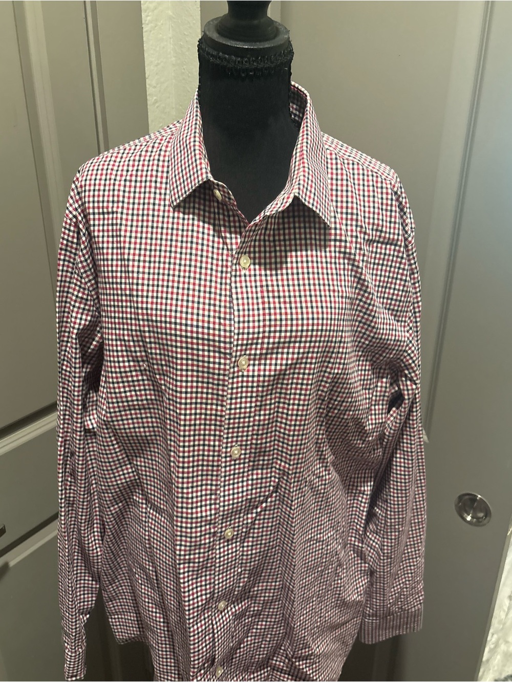 Banana Republic Red and White Gingham Button-Down Shirt